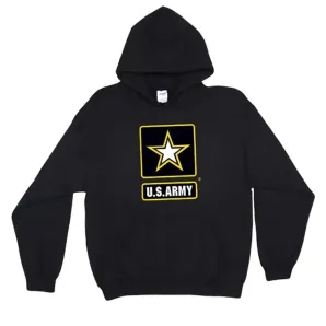 Pullover/Hooded Black Sweatshirt- Army Star 2XL            