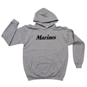 Pullover/Hooded Grey Sweatshirt- Marines 2XL             