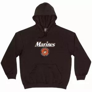 Pullover/Hooded Black Sweatshirt- Marine Logo 2XL          