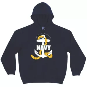 Men's Hooded Sweatshirt- Navy/Navy Logo 2XL             