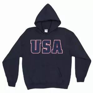 USA Flag Pullover/Hood Sweatshirt Navy - 2XL         