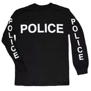 Police Long Sleeve T-Shirt Black With Sleeve Imprint 3XL                       