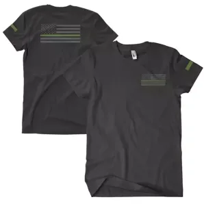 USA Flag/Thin Green Line Men's T-Shirt Black - 3XL   