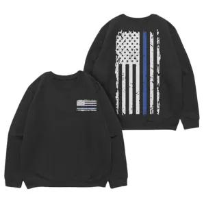 Vintage Blue Line Crewneck Sweatshirt Black - 3XL    