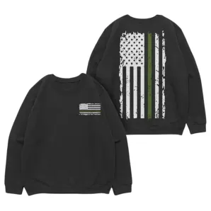 Vintage Green Line Crewneck Sweatshirt Black - 3XL   