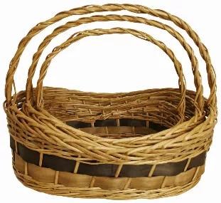 Set Of 3 Tuscana Wood Chip Handled Baskets
