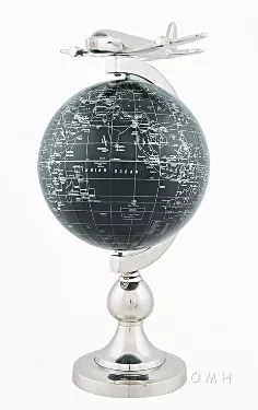Airplane Flying Over Globe Decor  Piece