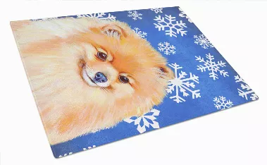 Christmas Design Dog Print Glass Cutting Board Large