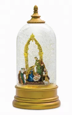 Nativity Snow Globe 10.5"H Plastic 6 Hr Timer 3 AA Batteries, Not Included or USB Cord Included