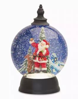 Santa in Sleigh Snow Globe 9.25"H Acrylic 6 Hr Timer 3 AA Batteries, Not Included