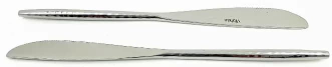 Vibhsa Stainless Steel Dinner Knives Set of 6 Pieces (Hammered, Silver Glossy)
