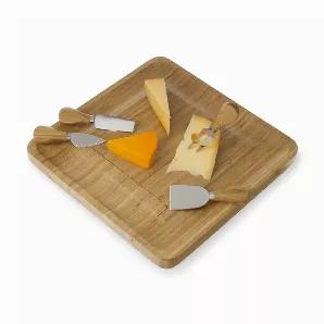 Four Piece Bamboo Cheese Board And Knife Set By Twine