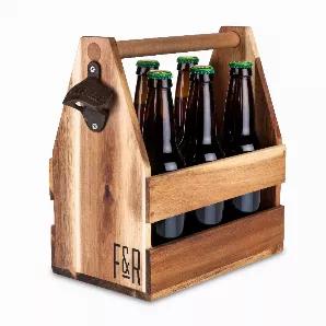 Acacia Wood Beer Caddy By Foster & Rye
