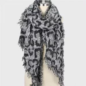 Oversized Leopard Knit Scarf
