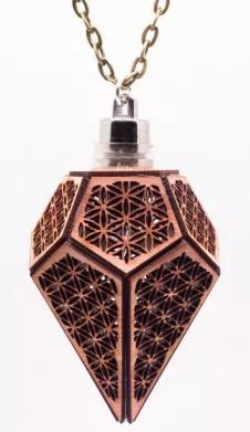 Flower of Life Prism Red Cedar Necklace & Pendant