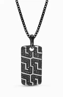 Pro Rider Black Rhodium Plated Sterling Silver Tire Tread Black Diamond Tag