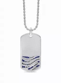 Deep Blue Sea Sterling Silver Blue Sapphire & Topaz Stone Tag