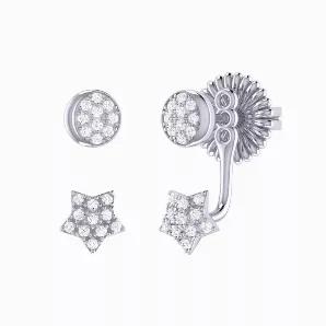 Moon Transformation Star Diamond Stud Earrings in Sterling Silver