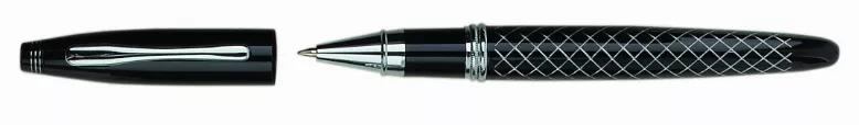 Black Rollerball Pen with Silver Criss/Cross