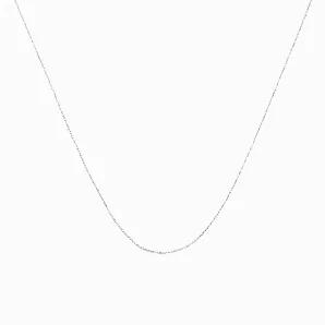 A simple and dainty 10K white gold rope chain measuring 16 inches in length fastens securely with a standard spring ring clasp. This chain can replace most chains and is perfecarat paired with small to medium size pendants. The chain measures approximately 0.5mm in width. Please keep in mind this chain is slender and dainty, and is best used for smaller/lighter pendants. Not recommended for heavy pendants.