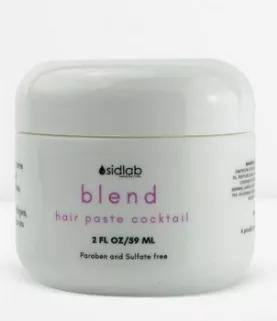 Pre-mixed cocktail of two sidlab haircouture favorite products, fabric and clay. Using naturally derived Canadian glacial clay, castor oil, and beeswax, this mix provides shine and separation, shape and definition and gives you ultimate sculpting and taming control. blend texturizer is paraben free to promote health. "the perfect cocktail" Use to sculpt, tame and control. Adds shine and separation, shapes and defines.<br>
<b>WHAT'S IN IT:</b> Canadian Glacial Clay: 100% natural product with trac