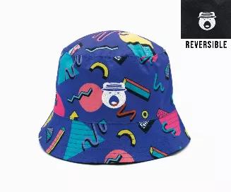 Our Favorite pattern!  A fun retro pattern, with solid black on the other side.  (Reversible)
<br>
Our hats are designed to be very forgiving on fit, don't over think it!  If you are in between sizes, we recommend sizing up for a looser fit.
<br>
All of our Bucket Hats are made out of our light four way stretch polyester blend for ultimate comfort.  
<br>
Not all heroes wear capes. In fact, most wear bucket hats.