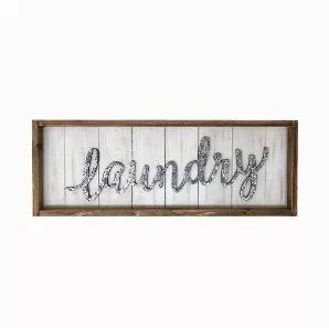 Big Rustic Laundry Room Decor for Your Home!<br> <br> This wood framed laundry sign is combined with a 3D silver foil laundry word and wood plank background design that makes this wall plaque much elegant and impressed.<br> Just add it to your cart and create a farmhouse charm to your home.With your imagination, to place it on a mantle or hang on wall or display on your shelf to impress your friends or family.<br> It can be an ideal choice for wedding gift,anniversary gift or new year gift.<br> 
