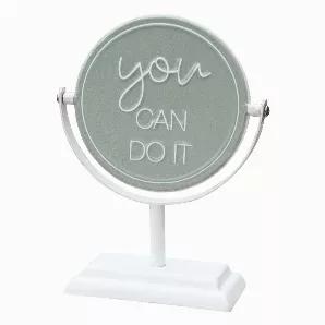Product Specification:<br> Material: Metal<br> Size: 6.125"W x 2.5"D x 7.625"H<br> Message: You Can Do It / Great Things Take Time<br> Product Care: Wipe clean with a dry cloth<br> Recommended Use: Indoors<br>