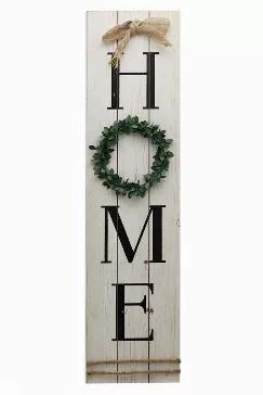 Farmhouse Sweet Home Decor for Your Space<br> Fill in empty areas of the room with this beautiful wood sign to add a stylish touch.<br> Blends seamlessly with any farmhouse, country, or vintage design taste.Hang on any place to create a nice 3D effect for your preference.<br> <br> Product Specification<br> Measures approximately 7.875'Wx1.5"Dx31.5"H,made of MDF back board,PVC Wreath,burlap Decorative bow.<br> Comes ready to hang with sawtooth hangers on the back.<br> Perfect family home Decor to