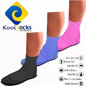 <p data-mce-fragment="1">Keep your feet protected from the hot/cold sand! Made of breathable spandex, Kool Socks are water-friendly and comfortable on the sand - even in the hottest of days. Perfect for the beach, the ocean, the lake, or sand, they are a must for your next beach activity. </p>
<ul data-mce-fragment="1">
<li data-mce-fragment="1">Neoprene Spandex Material<br>
</li>
<li data-mce-fragment="1">Water-Friendly</li>
<li data-mce-fragment="1">Multiple colors and size options</li>
<li da
