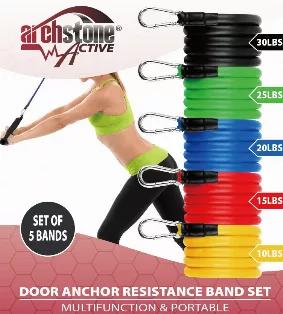 <div><span>Our Door Anchor Resistance Bands are perfect for all of your resistance training and conditioning needs. With multiple resistance levels, you can train as hard or as easy as your body needs. Easily attachable to door frames with metal clips and anchor points.</span></div>
<div><span></span></div>
<ul data-mce-fragment="1">
<li data-mce-fragment="1">TPR Elastic</li>
<li data-mce-fragment="1">Mix and Match Resistance Levels</li>
<li data-mce-fragment="1">100lbs Total</li>
<li data-mce-f