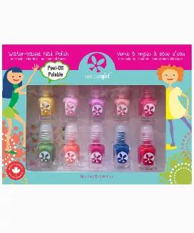 <p>LET'S GET COLOURFUL!</p><p>Now you have 10 bright kids nail polishes to create fun and beautiful nail designs to express your own personality. As an added bonus, there is a page of nail decal stickers to help bring out the creative side in you, as well as a soft touch, double sided nail file to get the perfect nail shape! Have fun!</p><p>These kids nail polish colors are water based and peelable, completely chemical fume free, odorless, non toxic and safe.</p><p>Great for party, travel and as