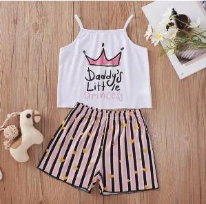 Girls Crown letter top and striped shorts set?  Fathers day outfit