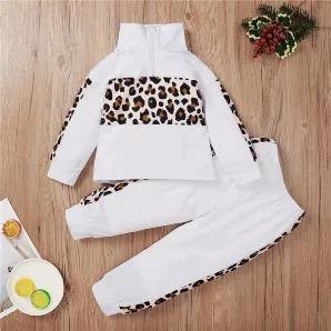 Fashion Leopard Printed Tops And Pants Set