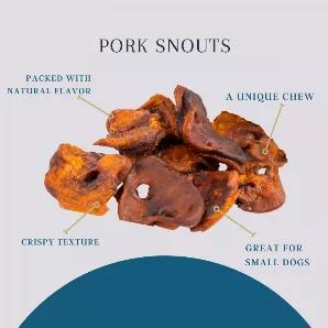 Our Pork Snouts are 100% natural, single-ingredient, sourced from Europe and absolutely drool-worthy. The quality of our product is something we take pride in. From where it's from to how it's been cooked, we ensure your dog gets the best of the best. Our Long-lasting chews start grass-fed and free-range and then are cooked to perfection to bring out that rich flavor dogs love. <br>