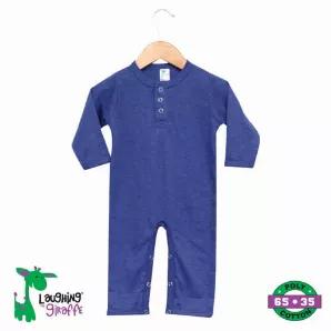 Length: 5 Width: 5 Height: 2 Shop our selection of blank baby Henley jumpsuits from The Laughing Giraffe at affordable bulk prices. Made from 65% Polyester 35% Cotton Blend with an Interlock Knit to provide your little ones with a cozy one-piece jumpsuit they will love. Its bottom button snap closure makes changing a diaper easy and convenient. These cute newborn Henley jumpsuits are available in Denim Heather, Heather Gray and Oatmeal.<br><br>Mothers, Crafters and Makers have rated The Laughing