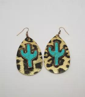 <p data-mce-fragment="1">Gorgeous, gold leopard print with a turquoise cactus accent.  </p>
<p data-mce-fragment="1">Approximately 2.75 inches.</p>
