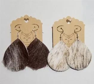 Hair on Cowhide Leather Earrings<br>Clip Ons Not Displayed in Images