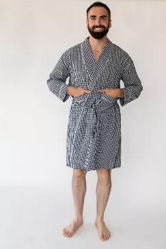 <p data-mce-fragment="1">Our Classic Holiday Navy and White gingham collection is made from luxurious pure and super-soft cotton yarn-dye fabric. No matter what your challenges are, our collections help you relax, dream better and be happier in our most comfortable Robe.</p><p data-mce-fragment="1"><span data-mce-fragment="1">- 100% Soft Cotton</span><br>- Relaxed Fit<br data-mce-fragment="1">- Handcrafted<br data-mce-fragment="1">- Contrast Piping <br data-mce-fragment="1">- Pockets<br data-mce