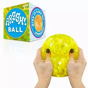Squeeze this squishy stress ball with both hands; this medium-sized anxiety relief toy is perfect for physical and emotional stress relief. Vent stress, anxiety, anger, or use to concentrate and get back to the task at hand while squeezing this glittered stress relief fidget toy; this stress ball for kids can also be an effective ADHD ADD Autism toy to help kids relax and focus. This squishy ball can also be used for wrist, hand, and finger exercises; the Arggh! ball is filled with nontoxic gel 