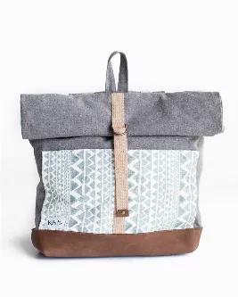 <p>Made from heather gray fabric that is woven with thread created out of recycled plastic bottles collected in the slums of Port-au-Prince, Haiti, this bag was handcrafted by amazing artisans whose jobs with Vi Bella help them walk out of poverty.</p>
<p>This on-trend, roll top backpack is the perfect way to Style with Purpose. Support artisans in Haiti with every purchase!</p>
<p>Size: 16"(H) x 13"(W) x 4"(D) - Adjustable Straps</p>
<p>Materials: Thread Canvas Outside (50% Recycled Polyester/5