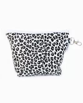 <p>The ideal size for a phone, lipstick, hair tie, and any other little thing that gets lost at the bottom of your bag!  We love that this accessories bag clips onto the D-ring of it's big sister, the Leopard Market Tote. It's also great as a cosmetics or jewelry case.  We believe you really can't have enough accessories bags.</p>
<p>Details: 5 1/2" T x 7 1/4" W x 2 1/2" D</p>