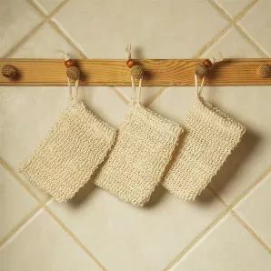 Plant based sisal soap saver bag
<br>
Store your soap inside the bag, allow to get wet in the shower, and then gently glide across skin to naturally exfoliate and cleanse. 
<br>
Suitable for any standard soap bar. 
<br>
Material: <br>
Sisal <br>

Dimensions: Single Bag <br>
5.5" height <br>
3.5 width <br>

Longevity: <br>
Replace every 1-2 months depending on how often used. Allow to air dry between uses. 
<br>
Ideal for: <br> 
Zero waste/refill stores, gift stores, salons, spas, yoga centers, c