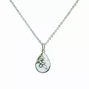 <p>Our beautiful glass gems handmade from the broken antique glass measures 10 mm and are set into a lovely filigree patterned pendant.  Beautiful pendants measure approx. 3/4" in length and at the widest point measure 1/2".  18" sterling silver chain included.</p><p><strong>Each piece includes "The Story of the Glass" detailing the history and age of the glass used!</strong><br></p><p>Available in the following vintage glass colors:</p><ul><li>Amber, from vintage Clorox jugs</li><li>Amethyst, f