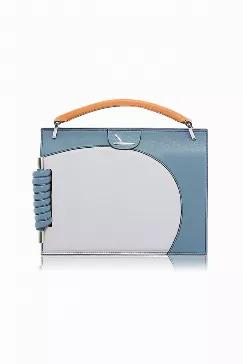 <p>Material: 100% Calfskin</p>
<p>Color: Blue, White</p>
<br>
<p>Envelope closure with magnetic closure. Top handle. Roped decoration at side.Removable, adjustable shoulder strap.Lined</p>