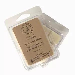 <p>Scented 100% Soy Wax melts. </p><p>Our Beach natural soy wax melts will remind you of the perfect beach day with the scents of warm sand, sea spray, salt, jasmine and mandarin. </p><p><span data-mce-fragment="1">Each pack contains 6 cubes and weighs approximately 2 oz. </span><br>TO USE: Simply break away 1-2 wax cubes and place them in your electric tart or tea light warmer.</p><p>Always use with caution around children and pets. Wax may be hot. </p><p>Our wax melts are made with 100% soy wa