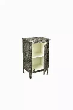 This metallic silver bedside table made of Babool wood, adds a touch of luxury to your personal living space! Instantly transform any room into a modern retreat! Show how chic you are with this eye-pleasing and charming piece! Keep your belongings neatly tucked in with the built-in interior shelf. Beautify this piece by placing books, photos, or lamps on top -- anything that suits you! This piece from Spitiko Homes is handmade with the highest quality of craftsmanship. 
