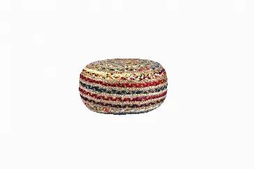 This colorful Jute and Polyester pouf makes a stylish decorative statement in any surrounding space. With its vibrant colors and lightweight, this unique pouf pulls triple duty as a footstool, extra seat, and style enhancer. Fabricated with the highest quality materials, this ottoman is built to last.