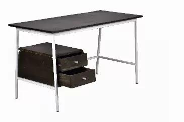This 54 x" 24 x" 30 rectangular table with Gray Wooden and White Powder Coat Metal finish is perfect for student's bedrooms, home offices, or living rooms! This piece features a burnished bronze surface with two spacious drawers with attractive handles that complements its thin black legs. Add a splash of charm and character to your home with this modern mid-century table. 

