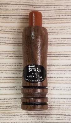 <p>Hawk call with walnut barrel and cherry tip. Effective to call hawks and crows. Can also be used to freeze quail.</p>
